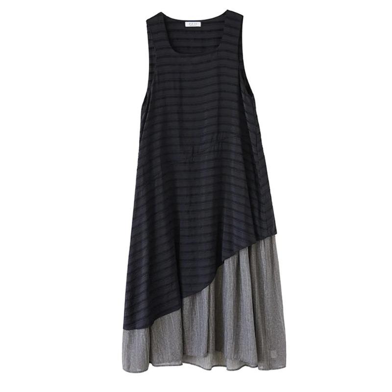 

XITAO Asymmetrical Sleeveless Square Neck Dress ZMY1227 One Size чёрный