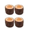 Holzrinde Kerzenständer Kreative Holzhandwerksdekoration Blume Pflanztopf Kerzenständer Halter (2,4x1,7 Zoll)(Braun)(4 Stück)