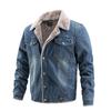 Herren Sherpa gefütterte Trucker Jacke Revers Baumwolle Cargo Jacke Lässig Knopf Militärjacke Warmer Herbst Winter Parka für Herren Cowboy Denim Jeansjacken