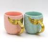 Mermaid Tail Handle Mug with Pearl Glaze Gold Creative Ceramic Golden Tea Coffee Milk Personalized Mugs Fishtail Cup Novelty