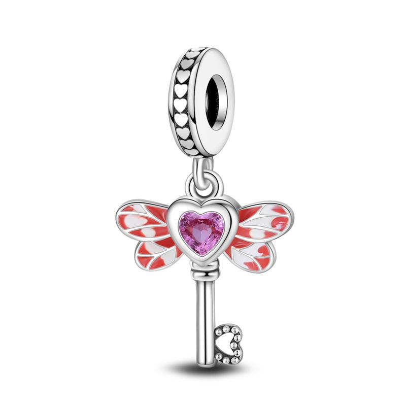

Charm Bead Components Authentic Original Copper Metal Love Heart Wings Pendant Bead Component Bead Components Compatible With Bracelet High Quality