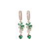 Luxury Flowers with Water Droplets Zirconia Dangle Earrings for Women Golden Earring Jewelry Party Accessories