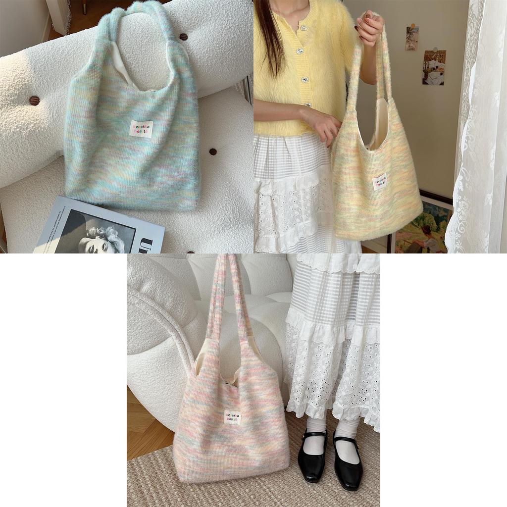 Cute Fuzzy Tote Bag For Autumn And Winter Large Capacity Canvas Single Shoulder Street Style