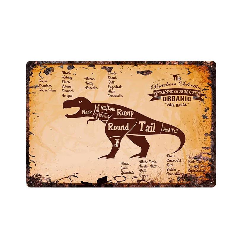 Butcher Shop Vintage Metallskylt Kökaffisch Nötkött Gris Anka Köttsnittsguide Retro Väggplakett Målning Hantverk 20x30cm