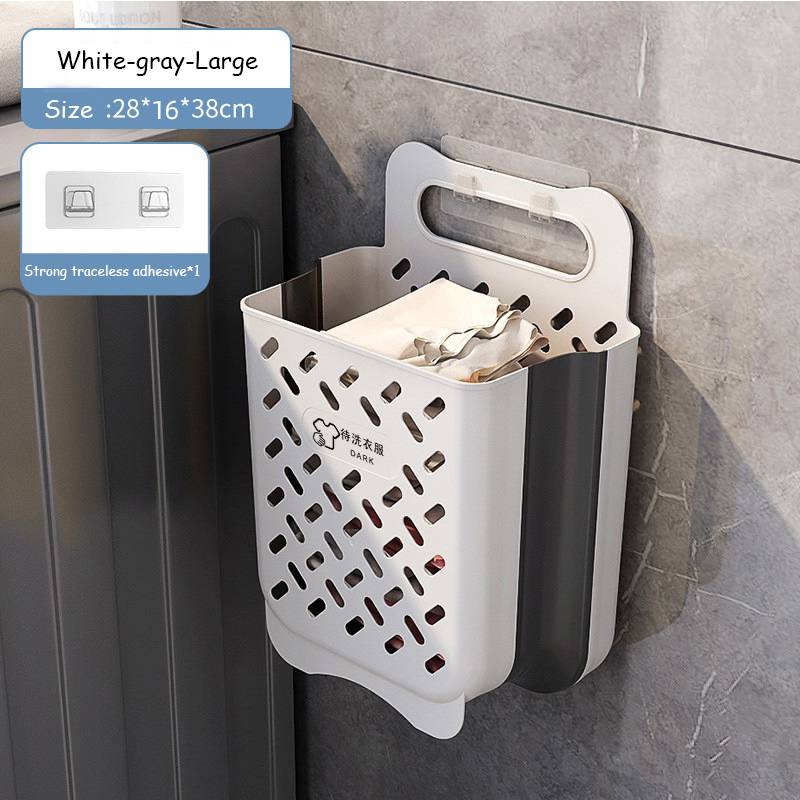 Wall-Mounted Dirty Clothes Basket Large-Capacity Folding Storage Basket Multi-Function Storage Basket Hollow Design Ventilation