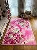 EPeddler Home Modern Pink Flower Pattern Digital Printing Washable Non-Slip Dot Base New Generation Living Room, Kitchen, Entrance Carpet and Floor Mat