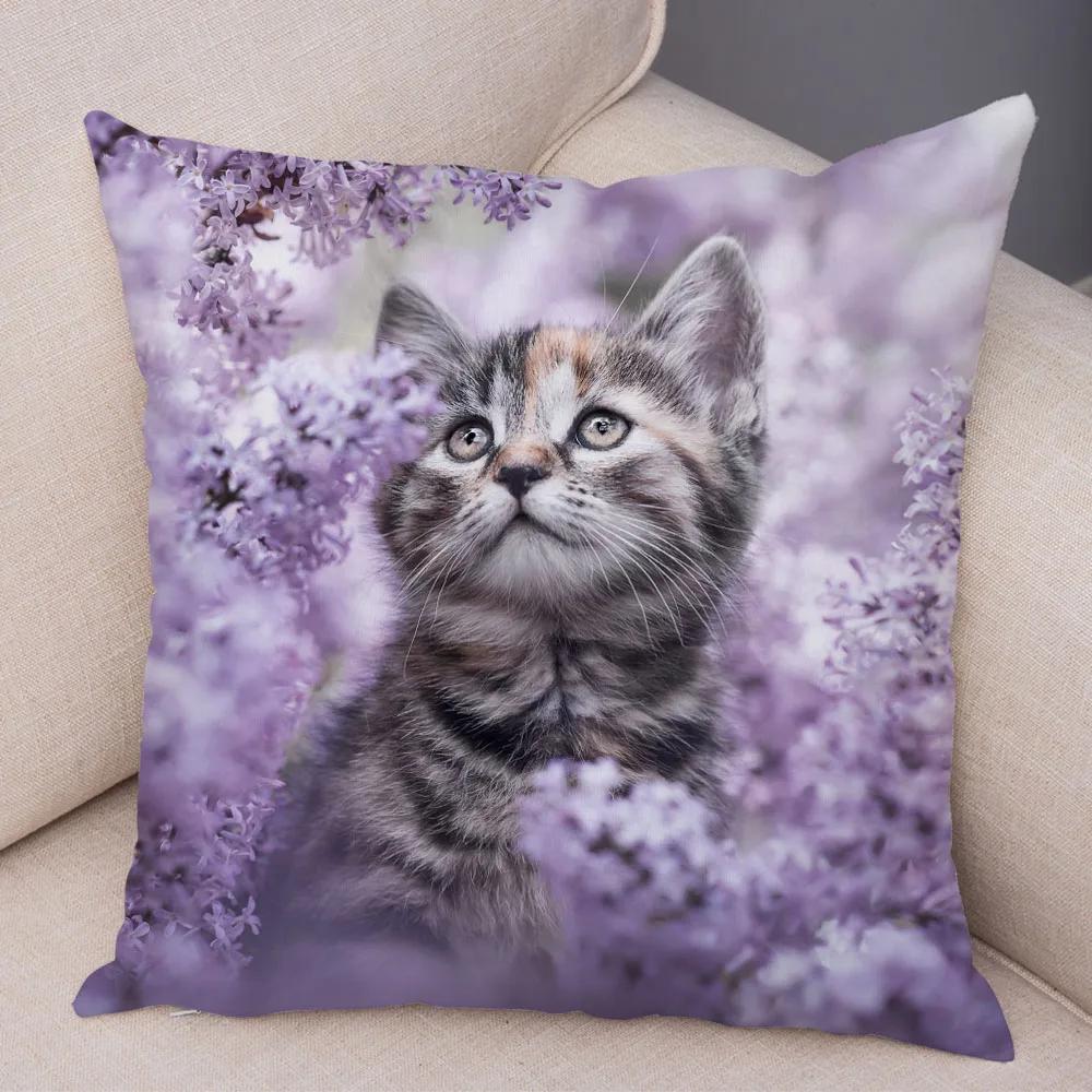 Cute Pet Animal Print Pillowcase Funny  Cat  Decoration Car Sofa Home Cushion Cover