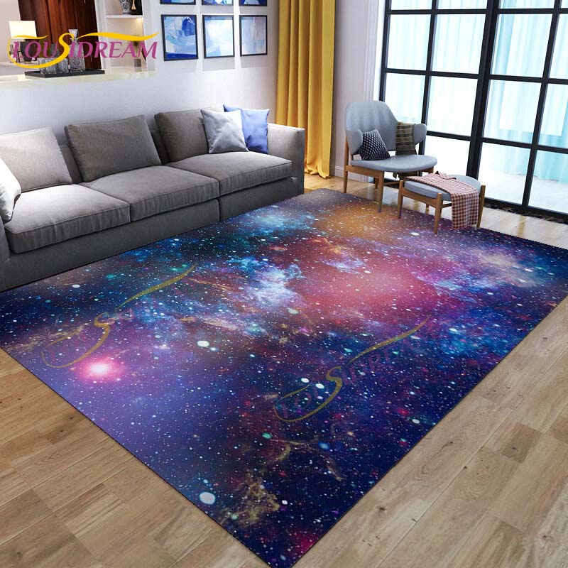 3D Colored Space Mat Galaxy Rug Starry Sky Carpet for Living Room Bedroomt Sofa Planet Rug Nursery Play Rug Floor Mat Home Decor