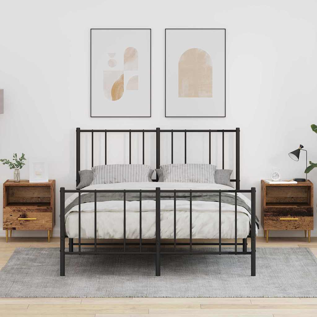 Nightstand Set of 2 Reclaimed Wood Look 40 X 35 X 47.5 Cm Engineered Wood