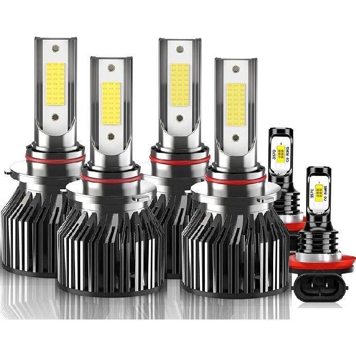 Compatible For Chevy Silverado 1500 2500HD 2007 2008 2009 2010 2011 2012 2013 2014 2015 Bulbs, 9005 H11 High/Low Beam With 5202 Fog Light Bulbs, 600%