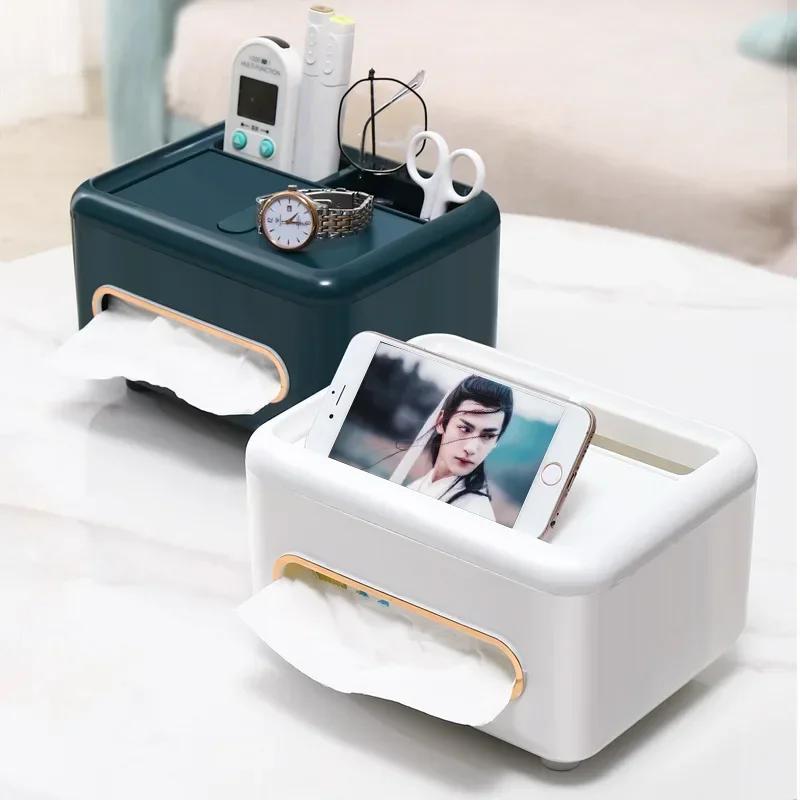 Ins Style Tissue Boxes Multifunctional Napkin Holder Desk Organizer Bathroom Living Room Office Remote Controls Glasses Notepads