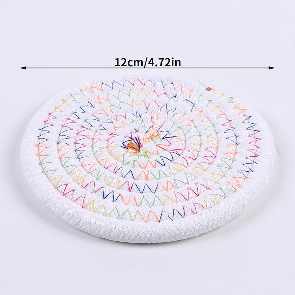 1PC Cotton Thread Cup Mat 12cm Round Coaster Knitting Table Mat Pot Holder Coffee Drink Tea Cup Woven Anti-Scalding Mat