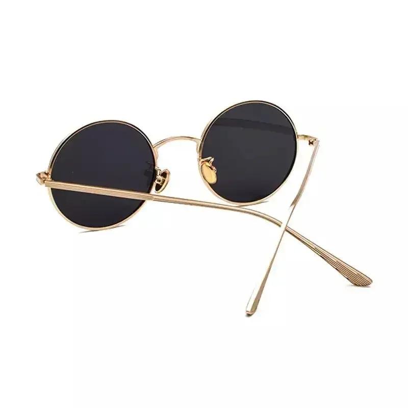 New Gold Round Metal Frame Sunglasses Men Retro Summer Style Women Red Lens Sun Glasses Unisex Yellow Pink Black