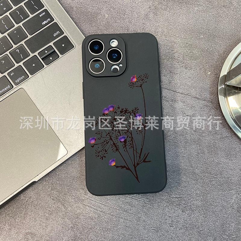 The new flowers and plants are suitable for iPhone15 mobile phone case 14PROMAX all-inclusive 13 anti-drop 16/15 protective case 17.