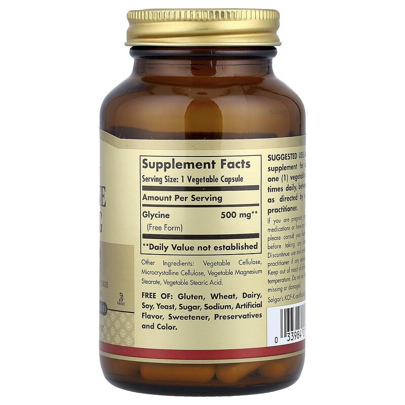 Glycine, 500 Mg, 100 Vegetable Capsules