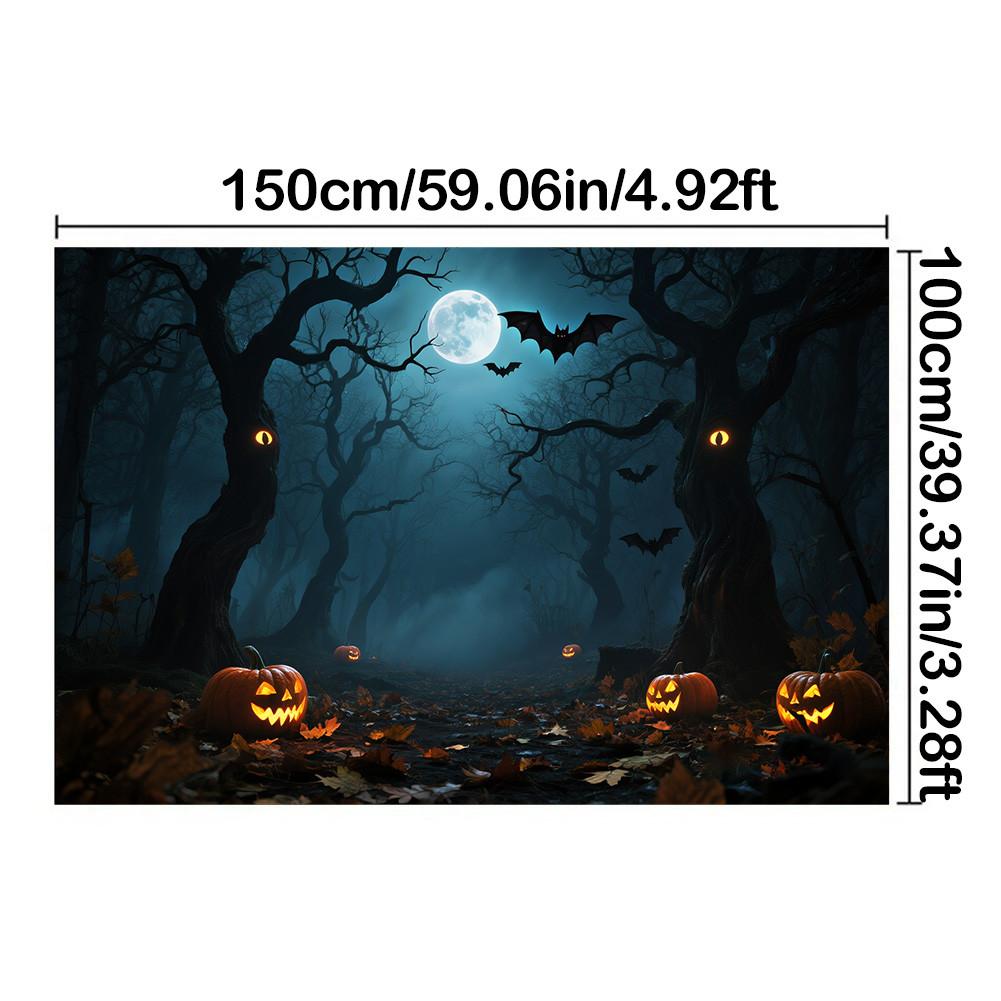 

Тыква, Полная луна, Летучие мыши, Лесная тематика - Хэллоуинский фон для фотобудки, Праздничное мероприятие, Празднование, Настенный декор 150*100cm/59*39in/5*3ft