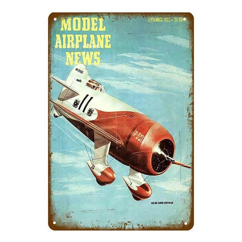 Vintage Airplane Metal Signs Fighter Jet Plane Posters Retro Aircraft Plate Metal Plaque Painting Living Room Home Wall Decor