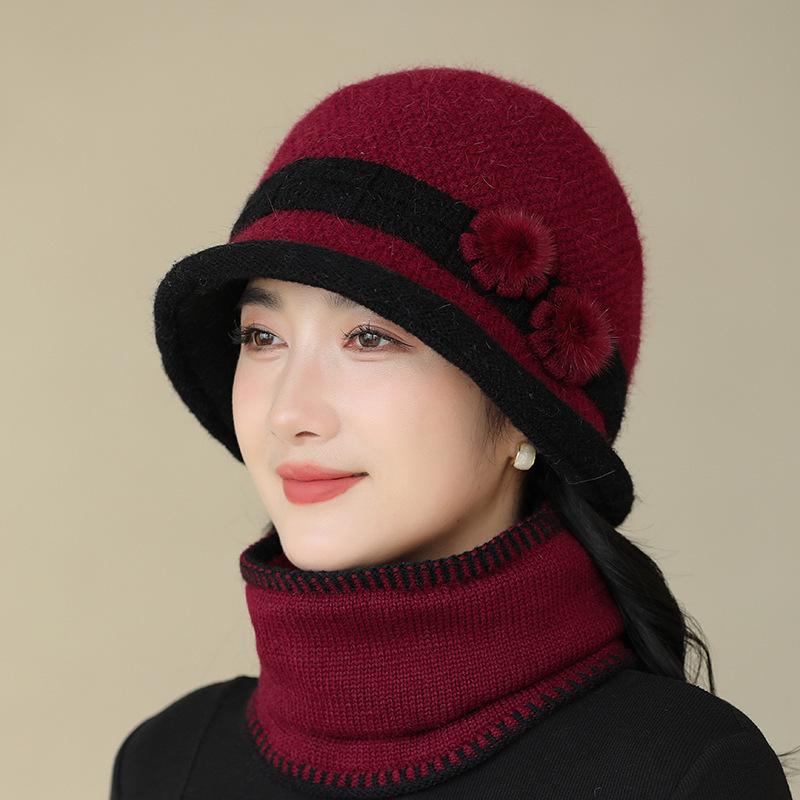 In Winter, The Elderly Rabbit Fur Hat Is Piled and Thickened To Keep Warm, Knitted Basin Hat, and The Old Lady's Cold-proof Cotton Hat.