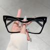 KAMMPT Oversized Cat Eye Glasses Women New Fashion Blue Light Blocking Optical Frames Vintage Stylish Patchwork Decor Eyeglasses