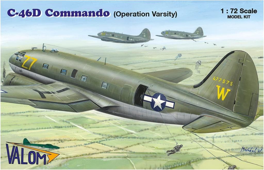 VALOM Curtiss Commando Transport Plane Operation Varsity 1945 Plastic Model CV72152 1/72 C-46D Twin-Engine