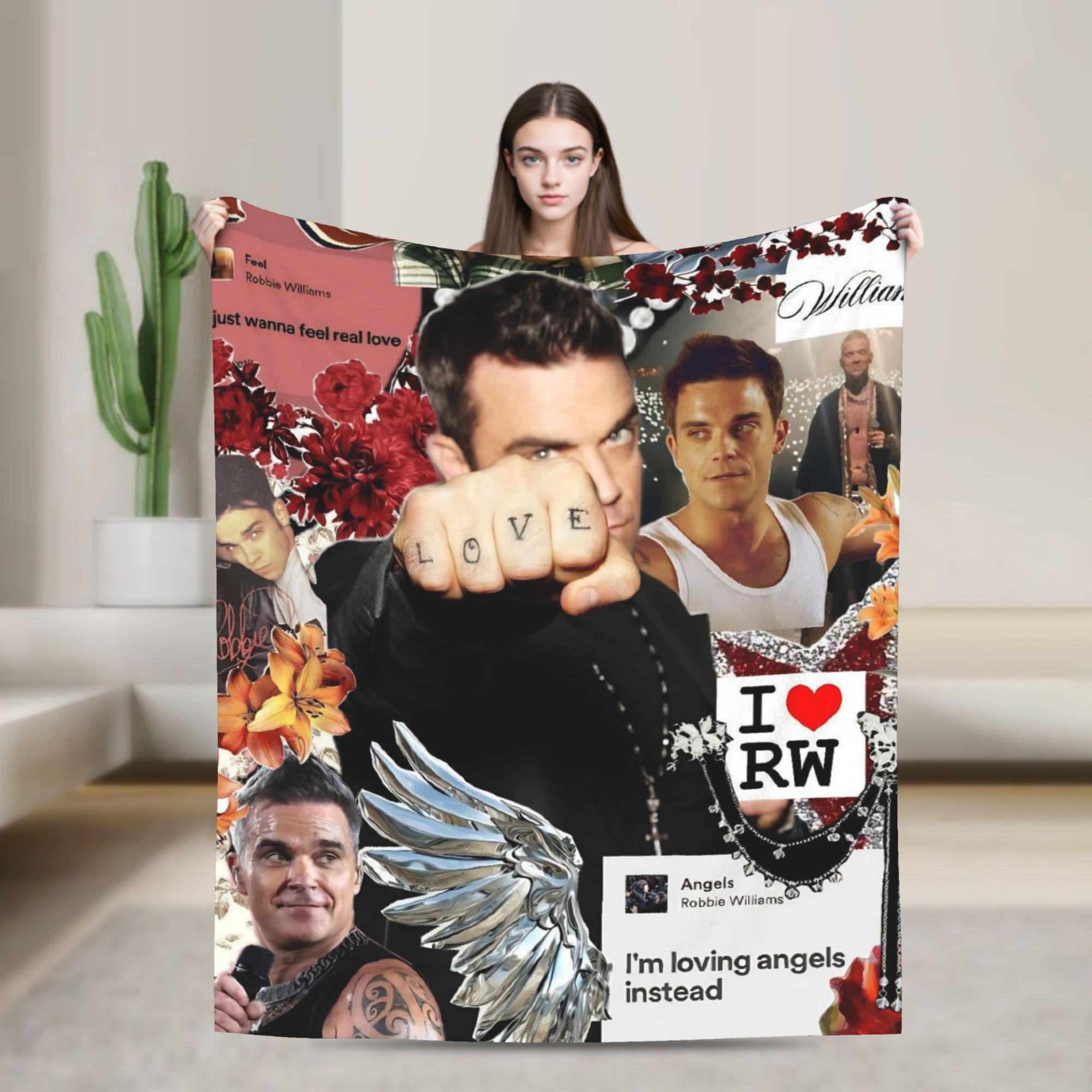 Robbie Williams Tour Flannel Blanket  Warm Throw Blanket for Couch Chair Camping Novelty Bedspread Sofa Bed Cover 30x40in