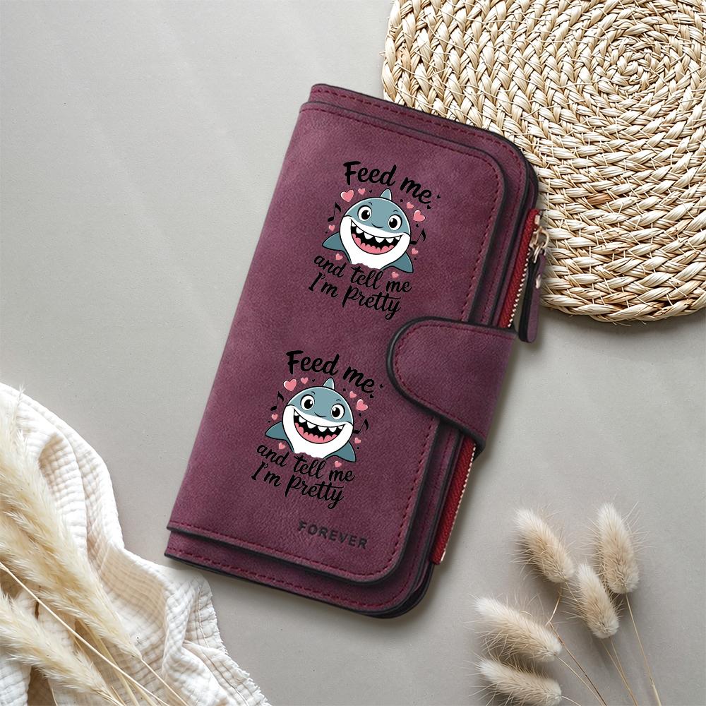 Cute Cartoon Shark Print Long Wallet