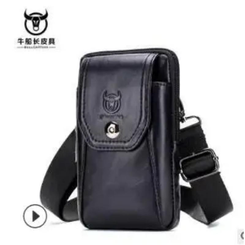 100% Genuine Leather Men's Shoulder Bag, Crossbody Bag, Phone Waist Bag, Wear-resistant