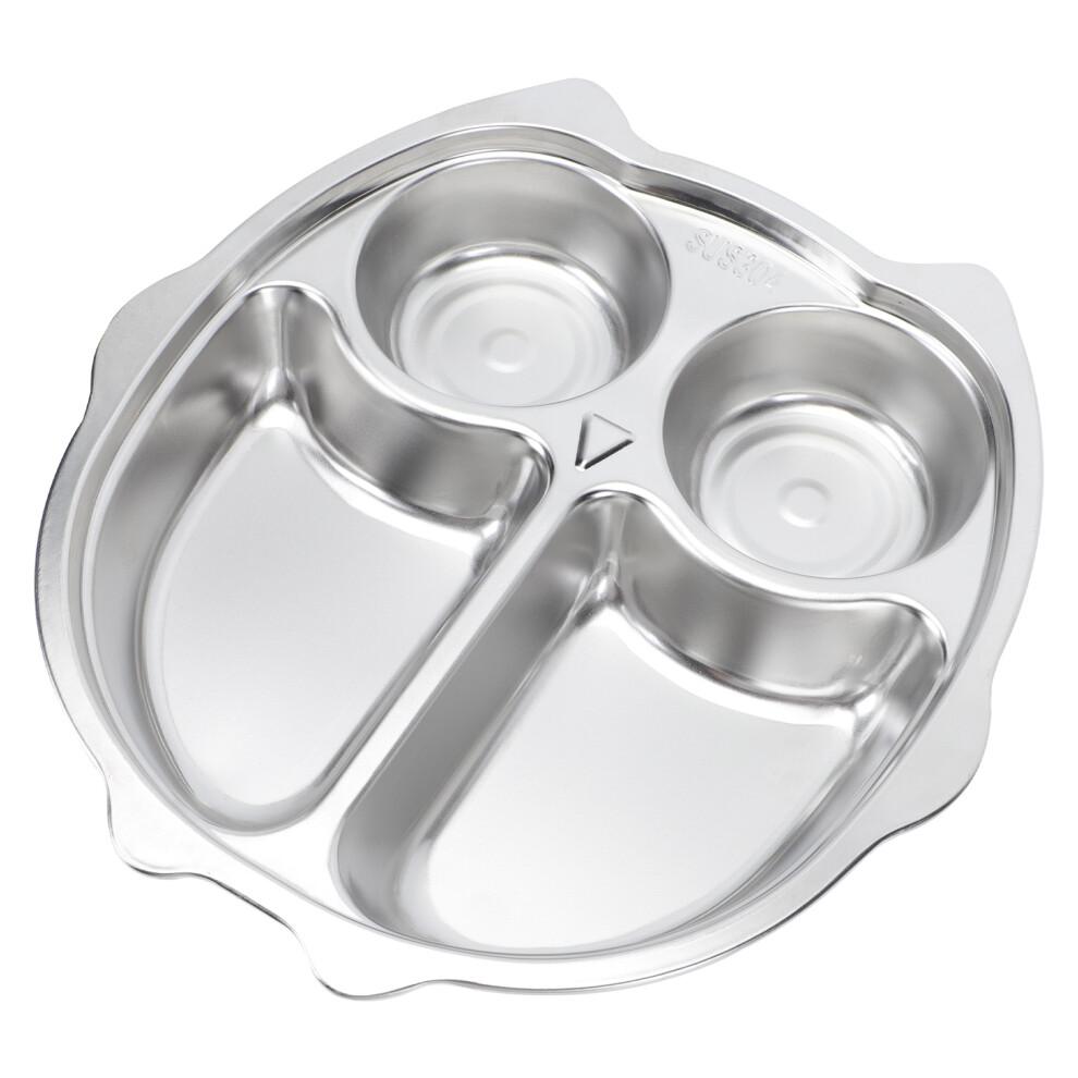 Stainless Steel Snack Plate Toddlers Divided Silver 1pc