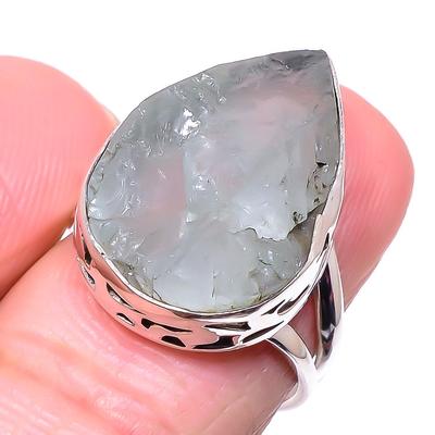 Natural Aquamarine Rough Gemstone 925 Sterling Silver Jewelry Ring Size 6.5 R2R49