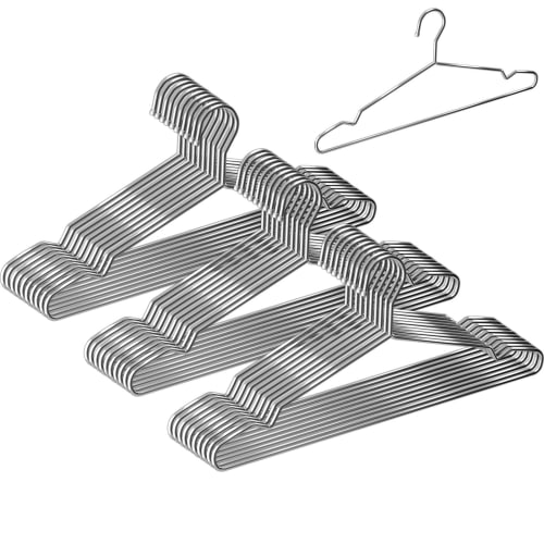 MOSMEE Stainless Steel Wire Hangers, Non-Slip, Rust-Resistant, Durable, Bend-Resistant, Ideal for Drying Clothes, Storage, and Laundry. Thin, 10-Piece