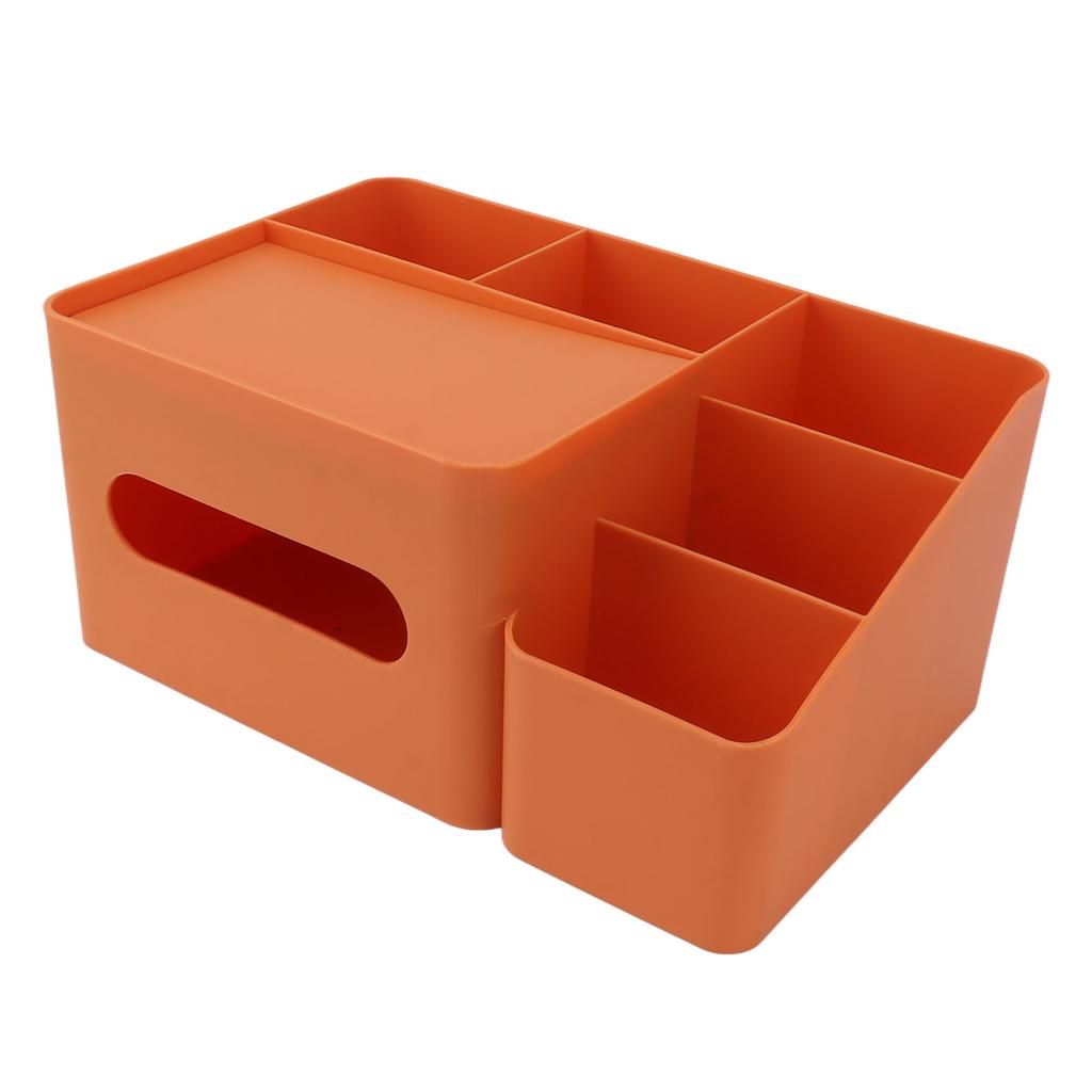 Taschentuchbox-Organizer mit Deckel Kunststoff Exquisite glatte Oberfläche Taschentuch-Schreibtisch-Organizer für Zuhause Büro Orange