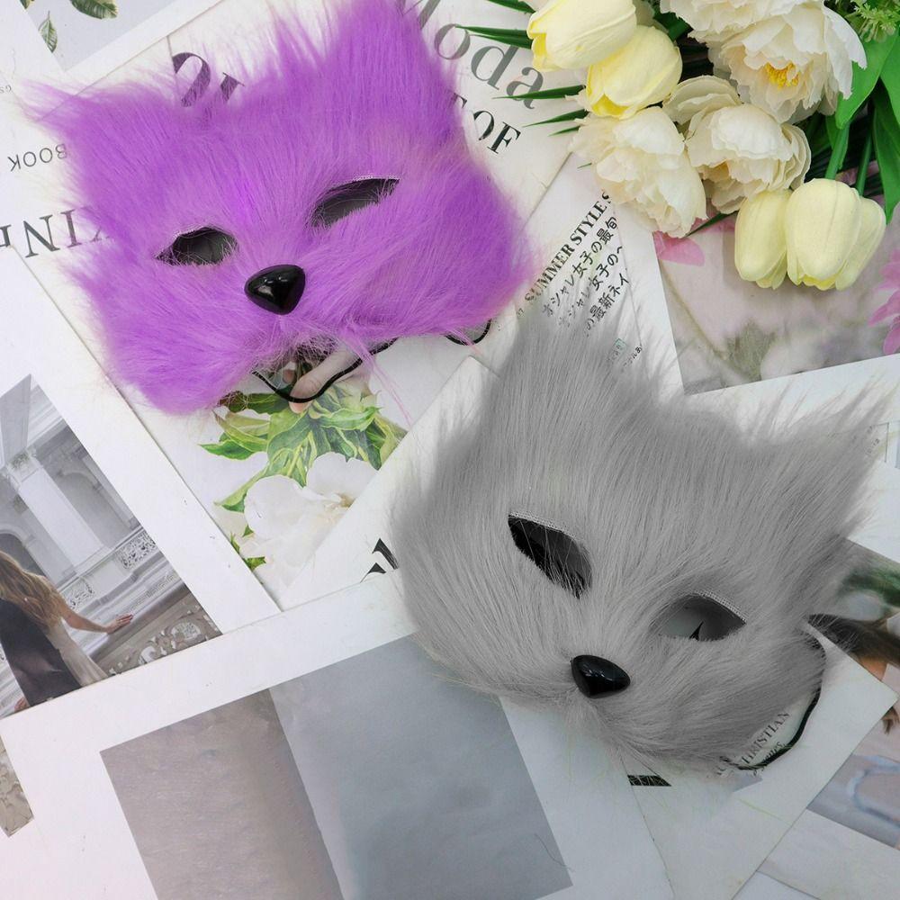 Cartoon Plush Cat Mask Realistic Masquerade Mask Ghost House Decor Eye Mask  Cosplay Props