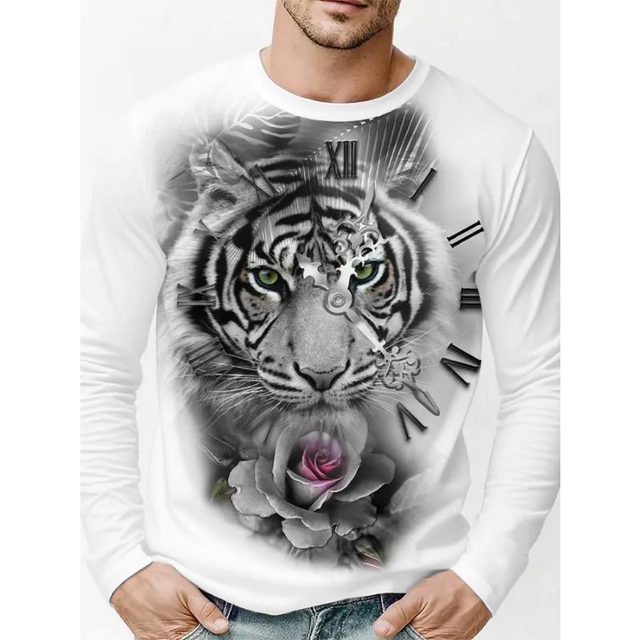 

Футболка мужская с принтом узора тигра и волка, с длинным рукавом, для отдыха, 3D, полиэстер 2XL белый