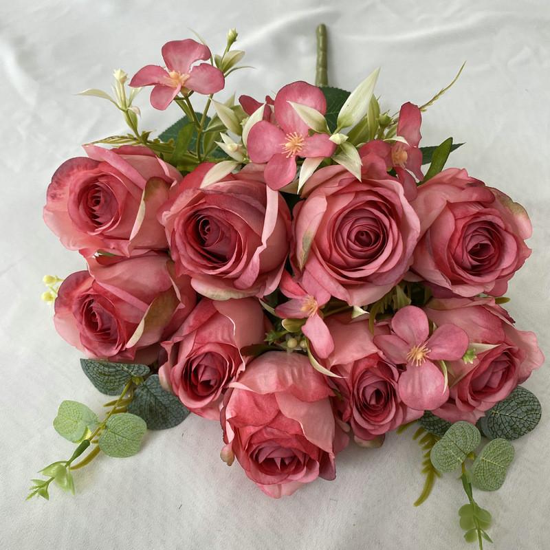 Wedding Rose Bridal Bouquet Artificial Flower For Home Decor And Photography Props