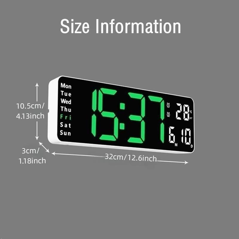 Large Digital Wall Clock Remote Control Temp Date Week Display Timer Countdown Table Clock Wall-mounted Dual Alarms LED Clocks AVE
