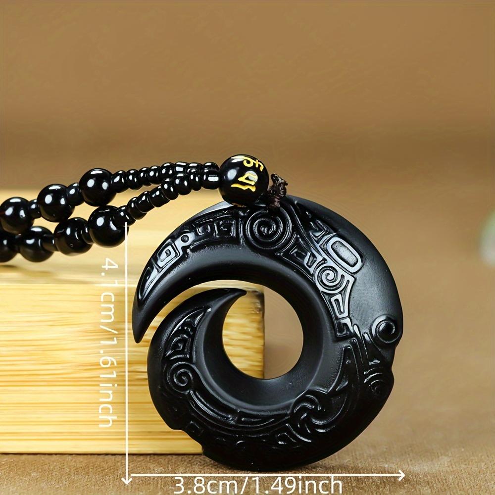Black Obsidian Pendant: Elegant and Natural Stone Design for Men