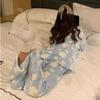 Winter Warm Pajama Sets Women Sweet Baggy Cloud Print Casual Home Girls Velvet Thicker Sleepwear Lounge Dormitory