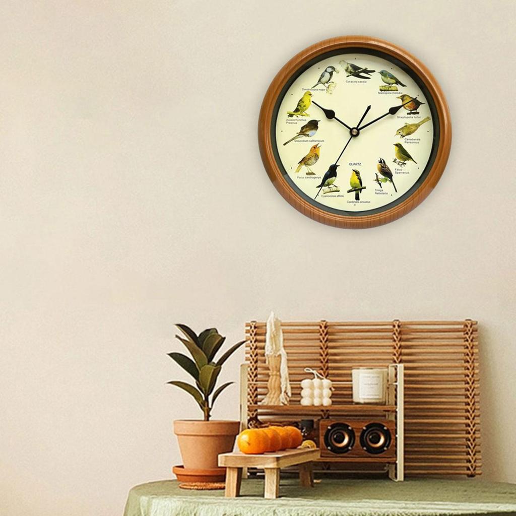 Bird Wall Clock Minimalist Silent That Sings On Hour Bird Clock with Sound for Kitchen Bedroom Living Room Office Decoration