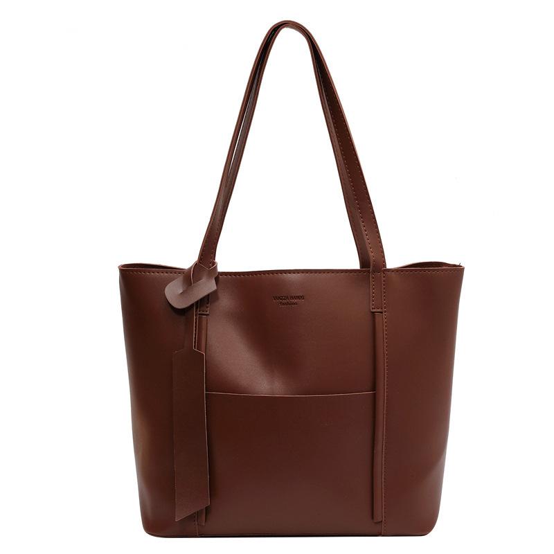 

Модные женские сумки Новые универсальные сумки-тоут большой вместимости Женские повседневные наплечные сумки коричневый