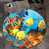 Underwater coral fish round rug crystal velvet floor mat ocean marine life colorful aquarium design living room bedroom carpet
