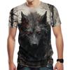 Summer Round Neck 3D Wolf Pattern Print Top Fashionable Casual Short Sleeved Men's T-shirts