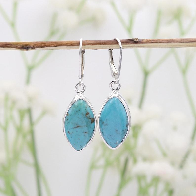 925 Sterling Silver Lab Turquoise Gemstone Earring, Handmade Earring, Women Earring, Birthday Gift