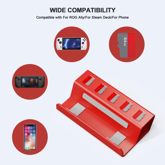 Game Console Bracket Anti-Slip 5 Card Aluminum Alloy Slots Handheld Game Console Desktop