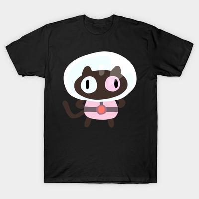 Men Black Print T-shirt Steven Universe Cookie Cat No-Cut Heat Transfer Print Cotton Tshirt
