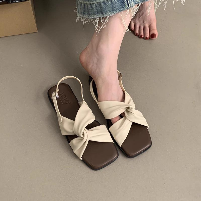 Flat-soled Sandals Women's Summer Outer Wear New Versatile French Beautiful Fairy Style with Skirt Travel Seaside Roman Shoes