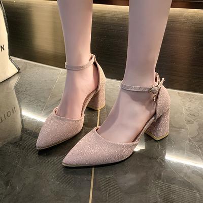 Fashion 2024 Women's Sandals Pointed Toe Sexy Summer Glitter Sparkle High Heels Women High Quality Silver Wedding High Heels Banquet