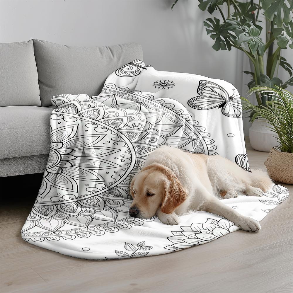 Mandala Pattern Blanket Microfiber Flannel Cover Blanket Bedroom Living Room Sofa Soft And Comfortable Home Decoration