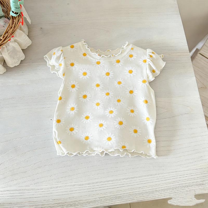 Floral Ruffled Baby Girl T-Shirt and Pants Set - 2026 Summer Collection