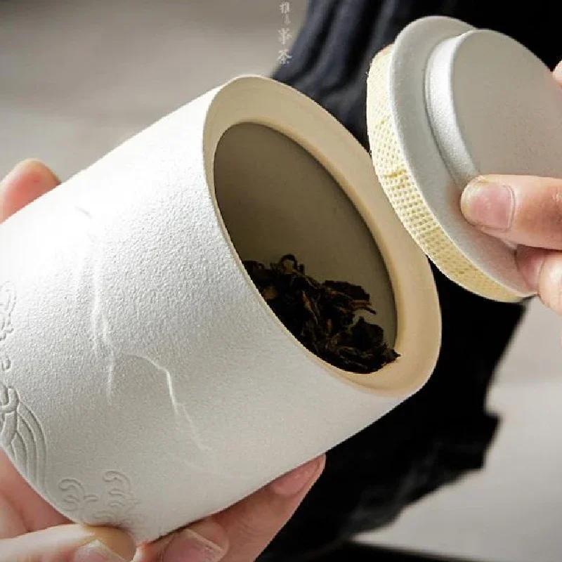 Mountain Sea Painting Ceramic Tea Pot Home Small Tea Storage Tank Storage Tank Living Room Decoration Storage Box with Cover