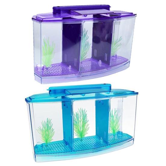Multifunctional Acrylic Split Fish Tank Breed Box with LED Light Imitation Plant